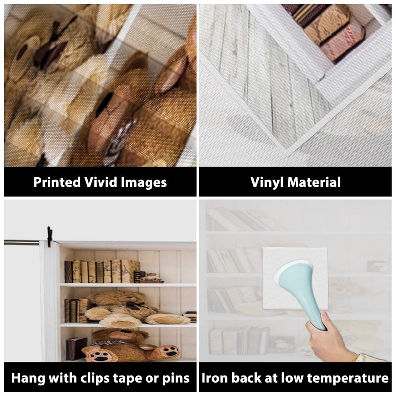 AOFOTO 6x8ft White Bookshelf with Teddy Bears Photography Backdrop Vintage Books Bookcase Wood Floor Background Study Room Decor Indoor Kid Newborn Baby Boy Infant Portrait Photoshoot Studio Props - Image 5